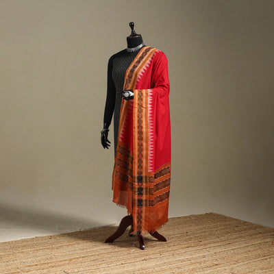 Red - ikat handloom cotton sambalpuri dupatta 20