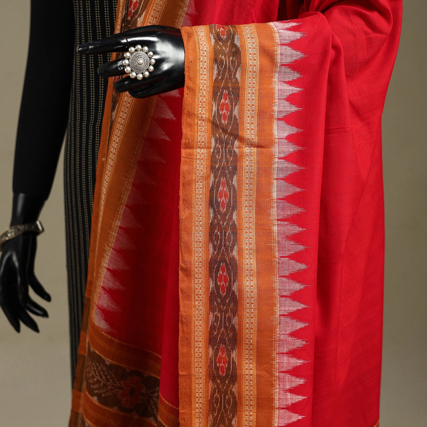 Red - ikat handloom cotton sambalpuri dupatta 20