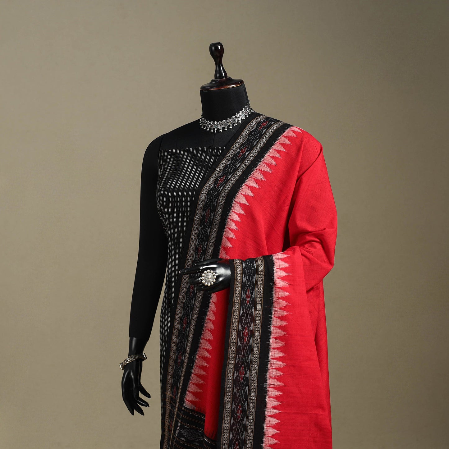 Red - ikat handloom cotton sambalpuri dupatta 25