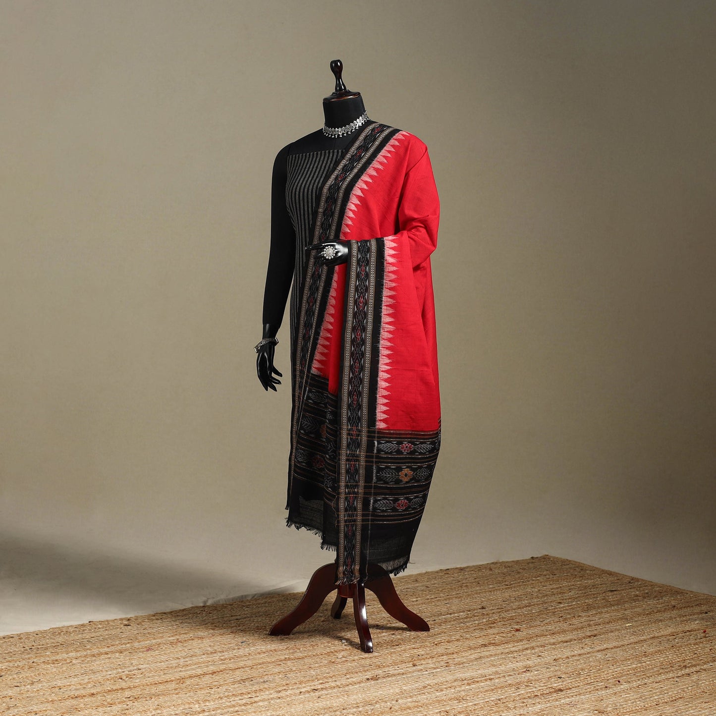 Red - ikat handloom cotton sambalpuri dupatta 25