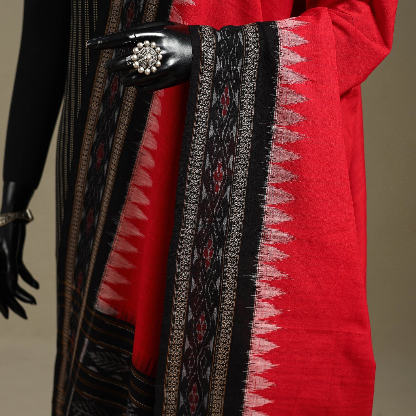 Red - ikat handloom cotton sambalpuri dupatta 25