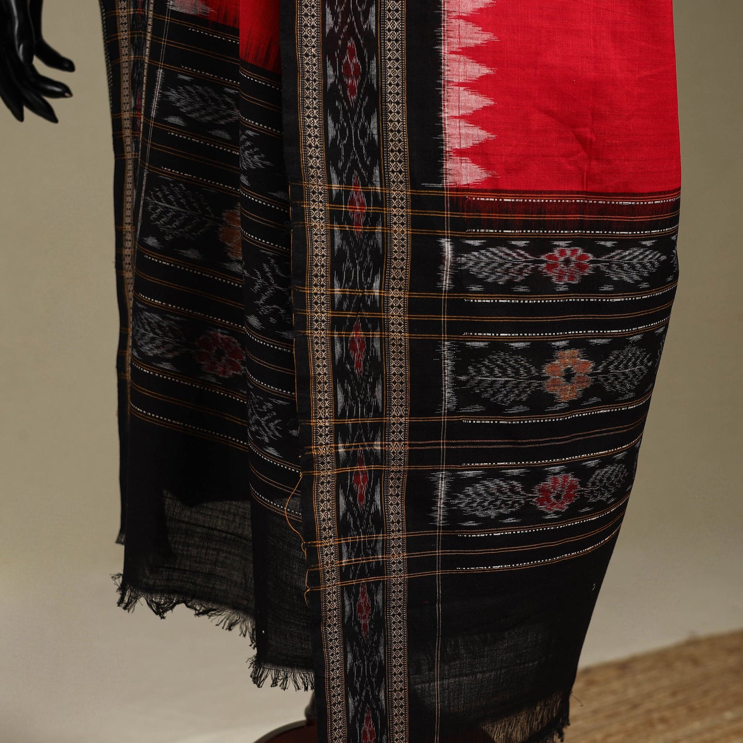 Red - ikat handloom cotton sambalpuri dupatta 25