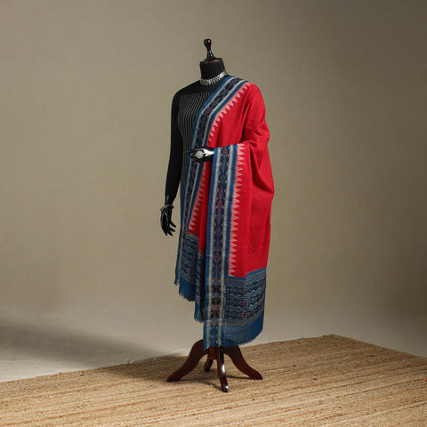 Red - ikat handloom cotton sambalpuri dupatta 26