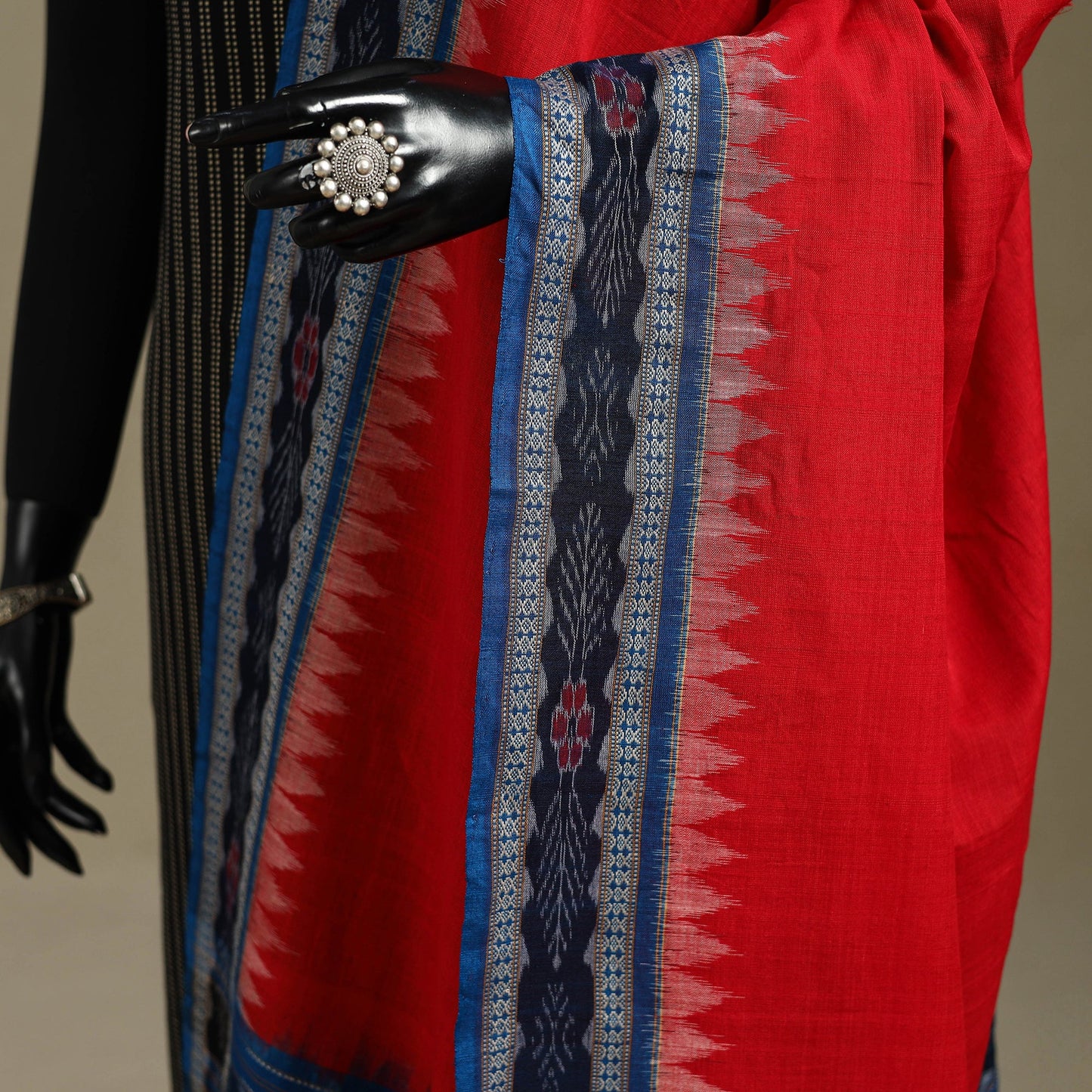 Red - ikat handloom cotton sambalpuri dupatta 43