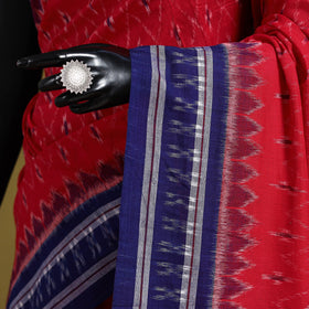 Red - ikat handloom cotton sambalpuri saree 01 - handcrafted