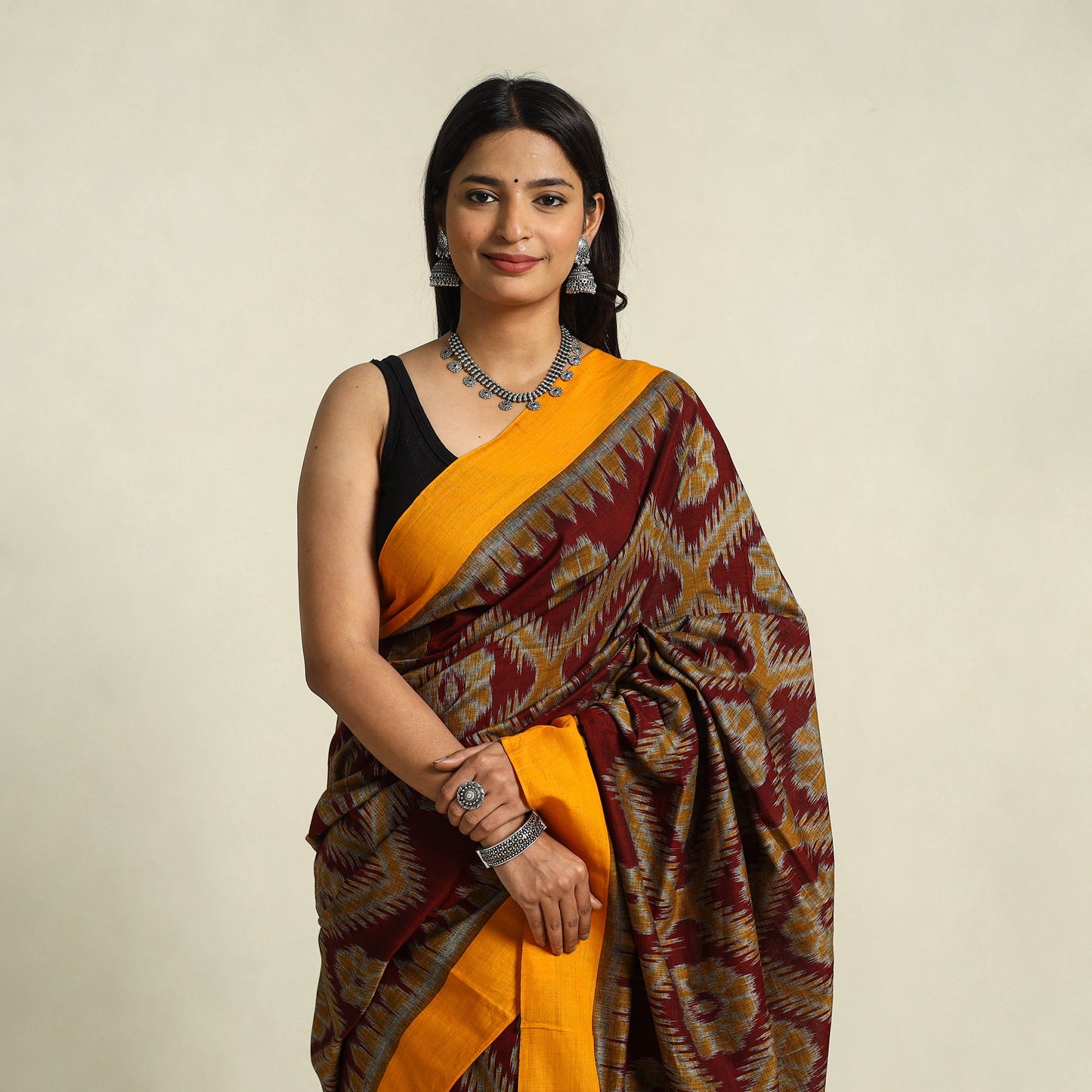 Buy Red Ikat Handloom Cotton Sambalpuri Saree