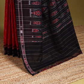 Red - ikat handloom cotton sambalpuri saree 03 - handcrafted