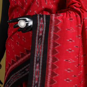 Red - ikat handloom cotton sambalpuri saree 03 - handcrafted