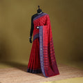 Red - ikat handloom cotton sambalpuri saree 05 - handcrafted