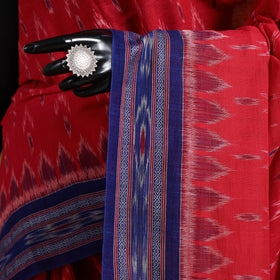 Red - ikat handloom cotton sambalpuri saree 05 - handcrafted