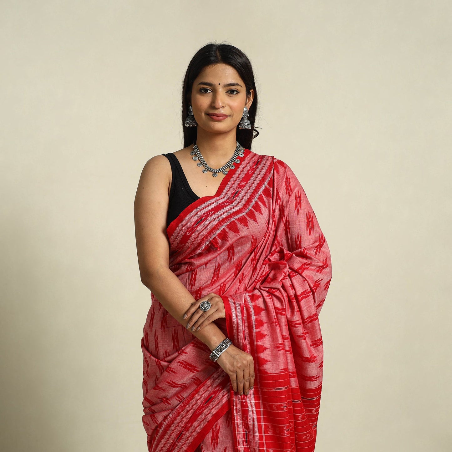 Buy Pink Ikat Handloom Cotton Sambalpuri Saree