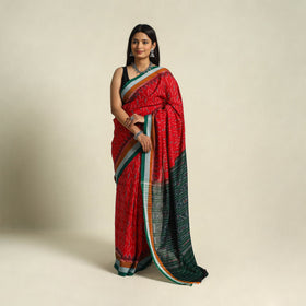 Buy Red Ikat Handloom Cotton Sambalpuri Saree