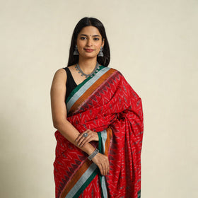 Buy Red Ikat Handloom Cotton Sambalpuri Saree