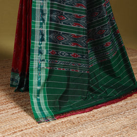 Red - ikat handloom cotton sambalpuri saree 13 - handcrafted