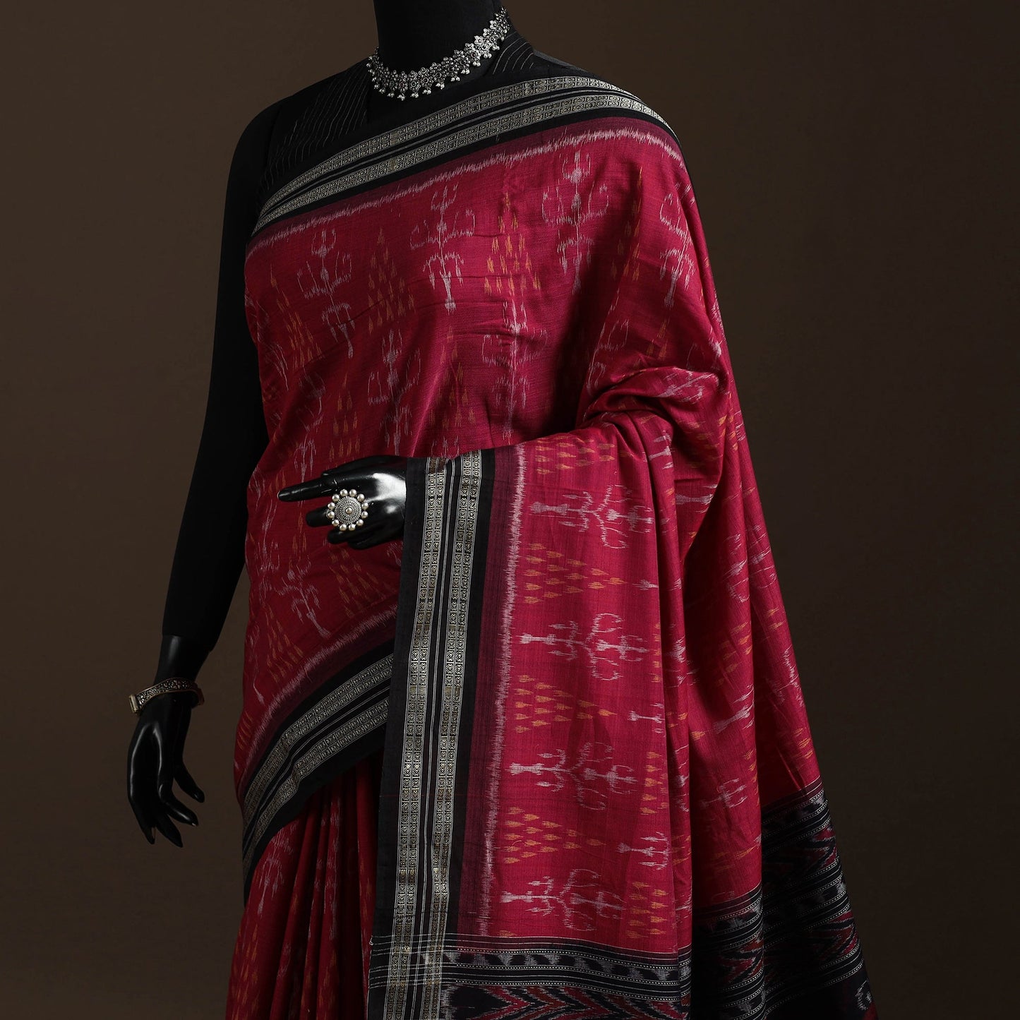 Ikat handloom cotton sambalpuri saree 35 - handcrafted