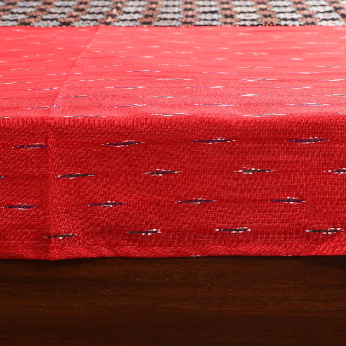 Red - ikat with modal silk patch cotton bedsheet set 36