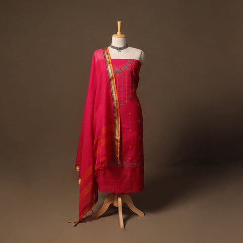 Ilkal kasuti embroidery cotton 3pc unstitched dress
