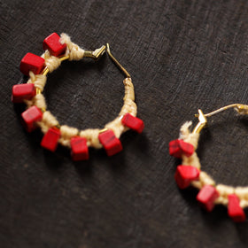 Red - inayaat handmade thread & stone work earrings 06