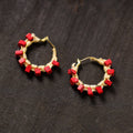 Red - inayaat handmade thread & stone work earrings 06