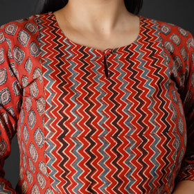 Buy Ajrakh Block Printing Cotton Long Kurta for Women