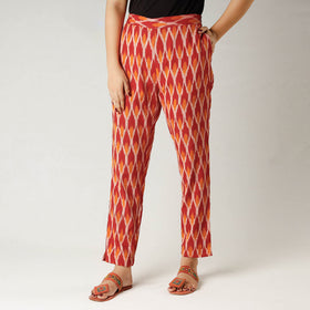 Red - itokri casuals - pochampally ikat cotton tapered
