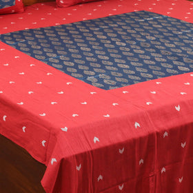 Red - jacquard with modal silk patch cotton bedsheet set 04