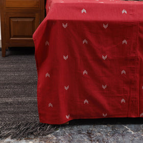 Red Jacquard with Ajrakh Modal Silk Patch Cotton Bedsheet Set