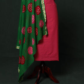 Jacquard cotton 2pc unstitched dress material with earrings