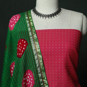 Jacquard cotton 2pc unstitched dress material with earrings