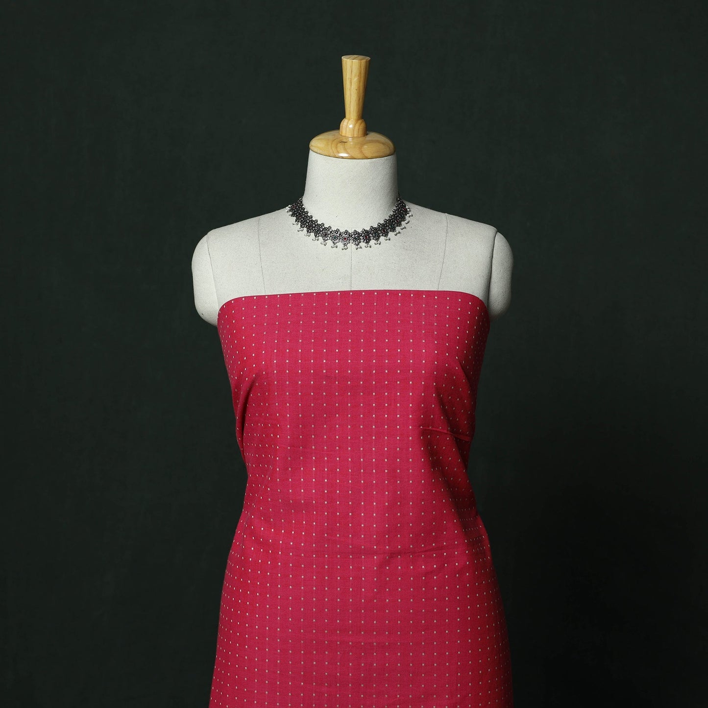 Jacquard cotton 2pc unstitched dress material with earrings
