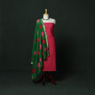 Jacquard cotton 2pc unstitched dress material with earrings