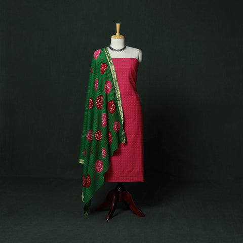 Jacquard cotton 2pc unstitched dress material with earrings