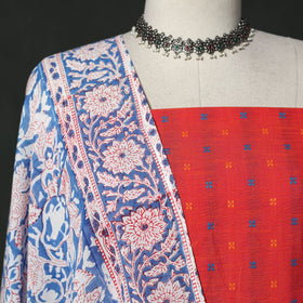 Jacquard cotton 2pc unstitched dress material with earrings
