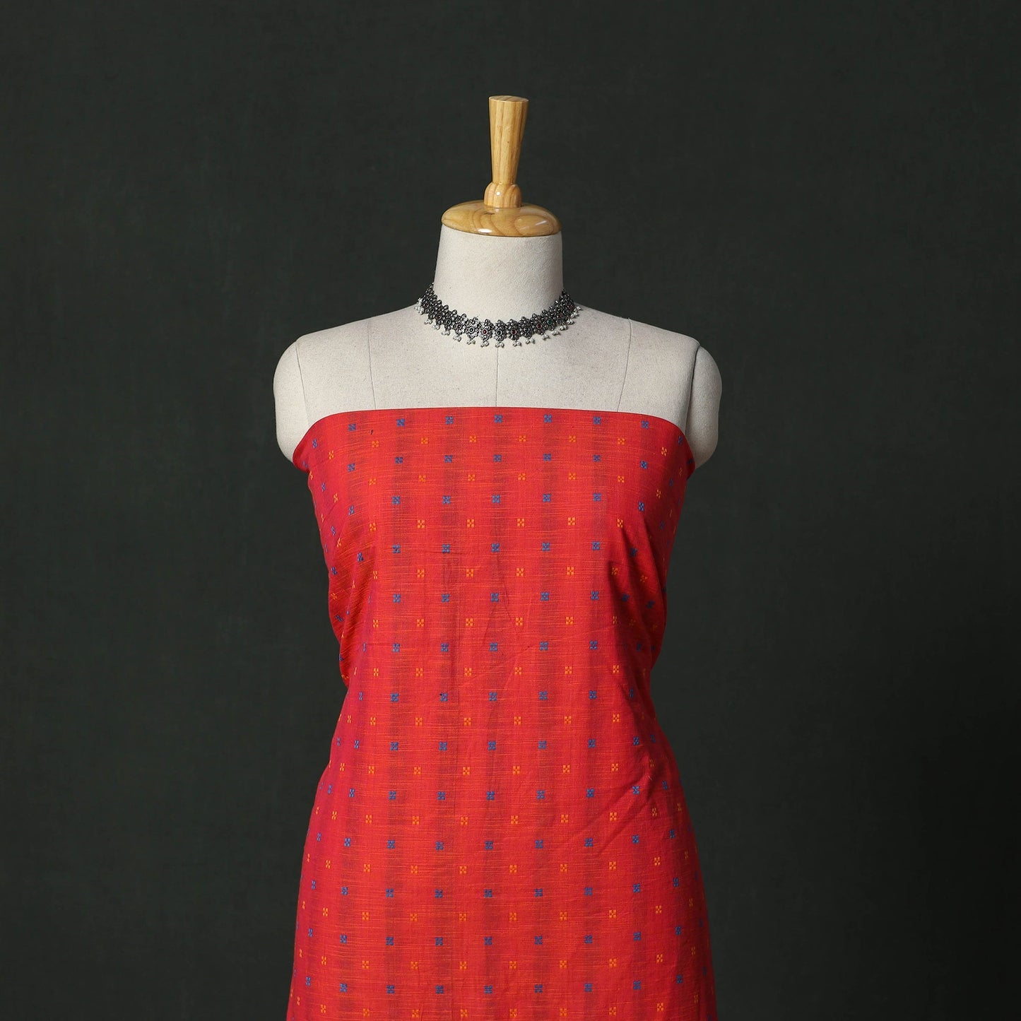 Jacquard cotton 2pc unstitched dress material with earrings