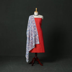 Jacquard cotton 2pc unstitched dress material with earrings