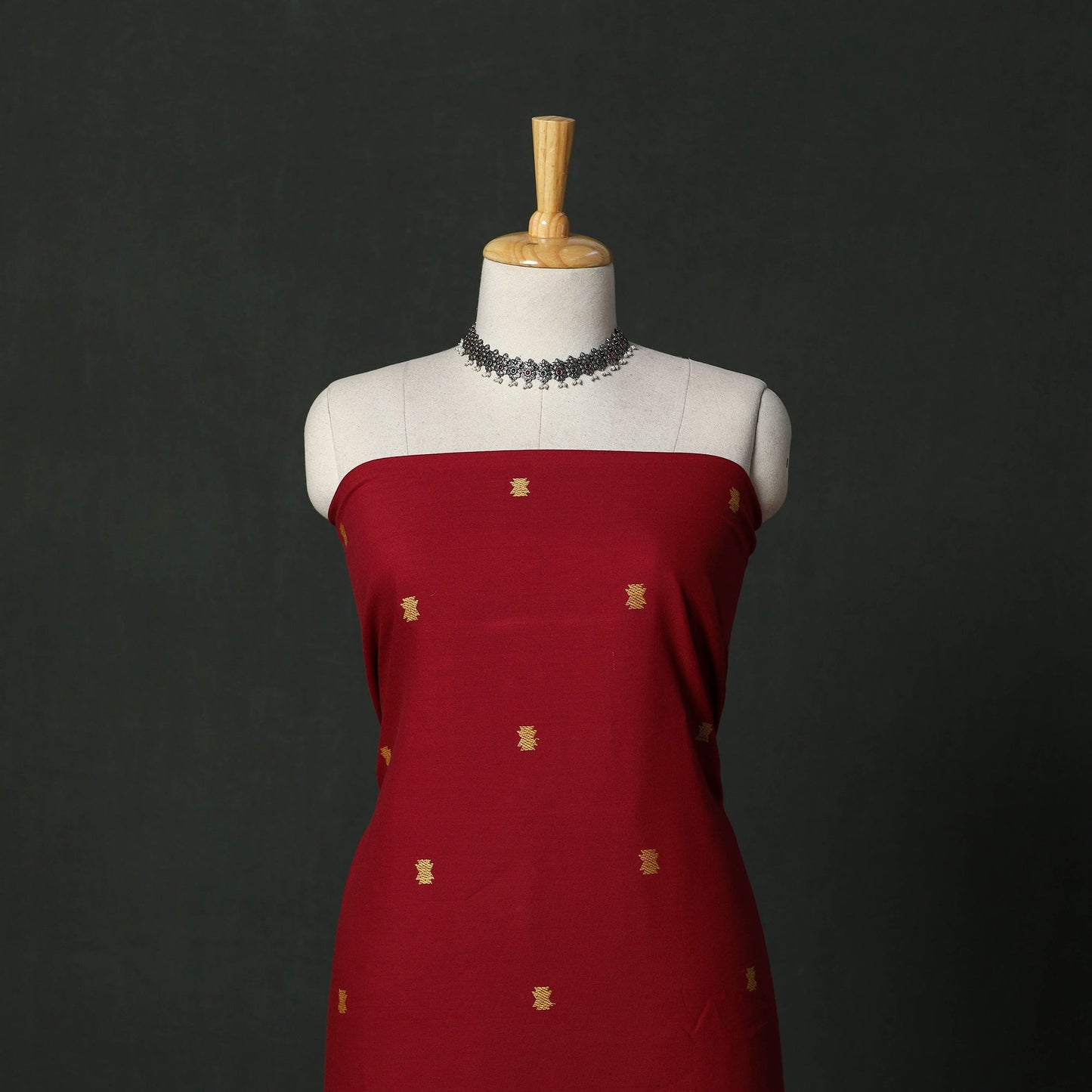 Jacquard cotton 2pc unstitched dress material with earrings