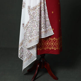 Jacquard cotton 2pc unstitched dress material with earrings