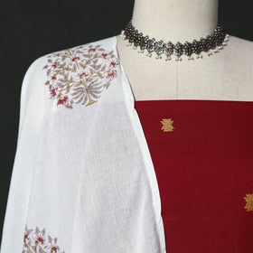 Jacquard cotton 2pc unstitched dress material with earrings