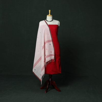 Jacquard cotton 2pc unstitched dress material with earrings