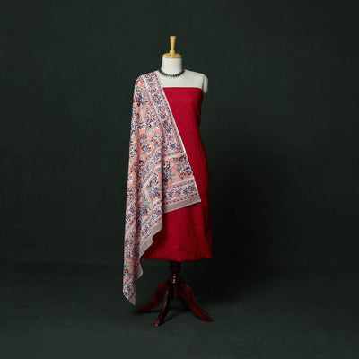 Jacquard cotton 2pc unstitched dress material with earrings