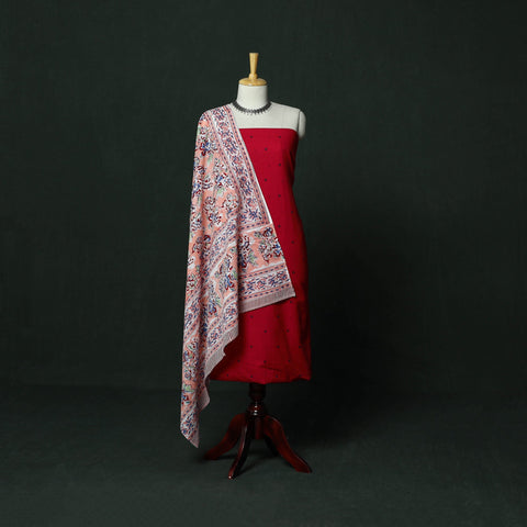 Jacquard cotton 2pc unstitched dress material with earrings