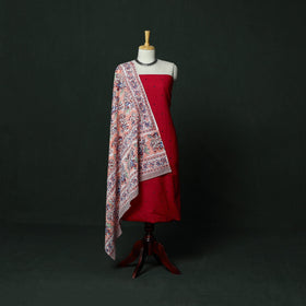Jacquard cotton 2pc unstitched dress material with earrings