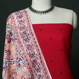 Jacquard cotton 2pc unstitched dress material with earrings