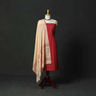 Jacquard cotton 2pc unstitched dress material with earrings