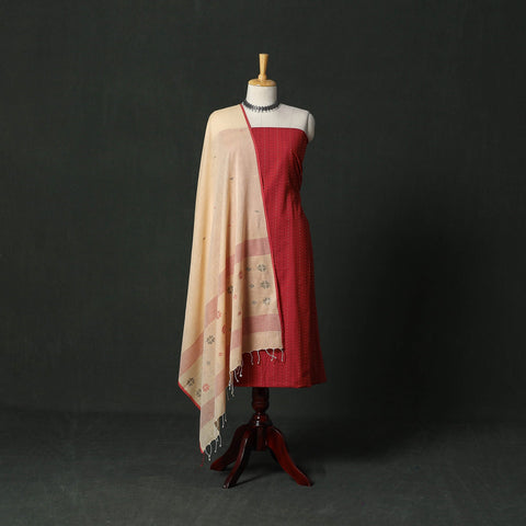 Jacquard cotton 2pc unstitched dress material with earrings