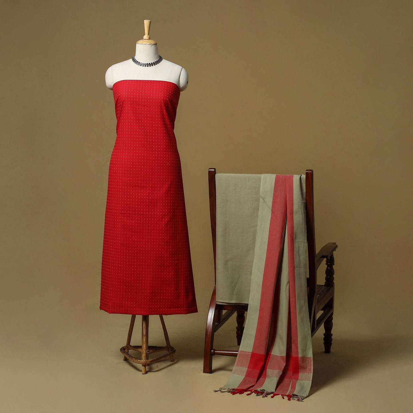 Jacquard cotton 3pc unstitched dress material 37