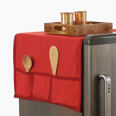 Buy Jacquard Cotton Fridge Top Cover with Multiple Pockets Online l iTokri.com