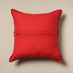 Buy Red Jacquard Cotton Hand Embroidery Cushion Cover (16 x 16 in) 11