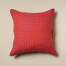 Buy Red Jacquard Cotton Hand Embroidery Cushion Cover (16 x 16 in) 11
