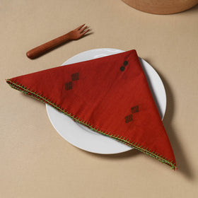  Red Jacquard Cotton Hand Embroidery Table Napkin 10